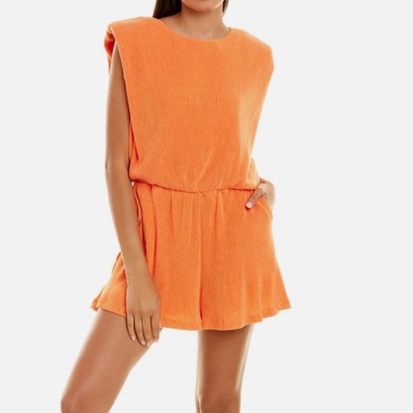 Endless Rose Pants - Super cute orange shoulder pad romper🍊